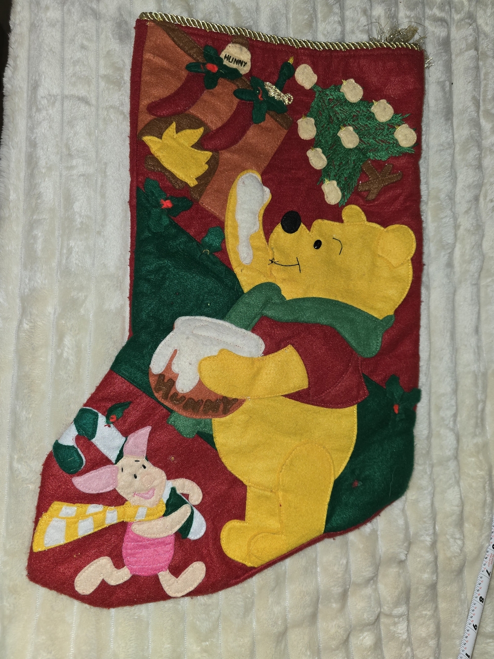 DISNEY  WINNIE  the POOH VINTAGE FELT 3 D CHRISTMAS STOCKING-1994